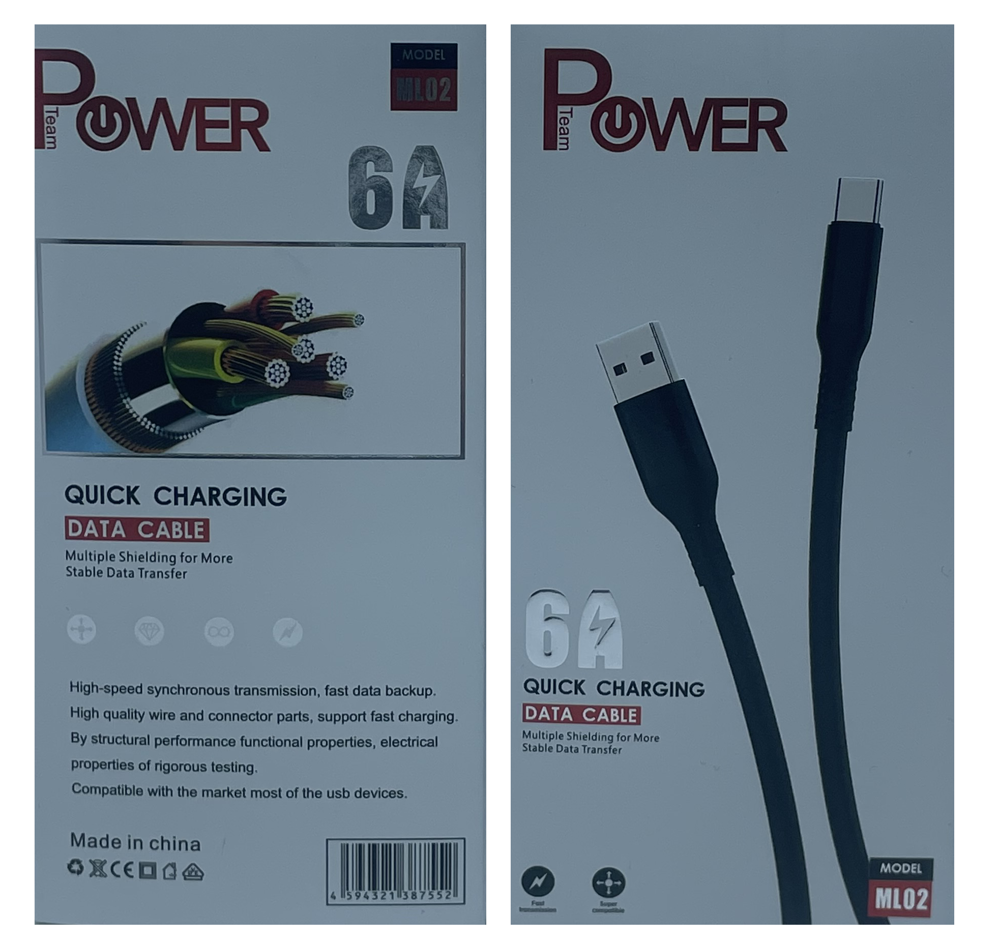 کابل کنفی تایپ سی مدل پاور