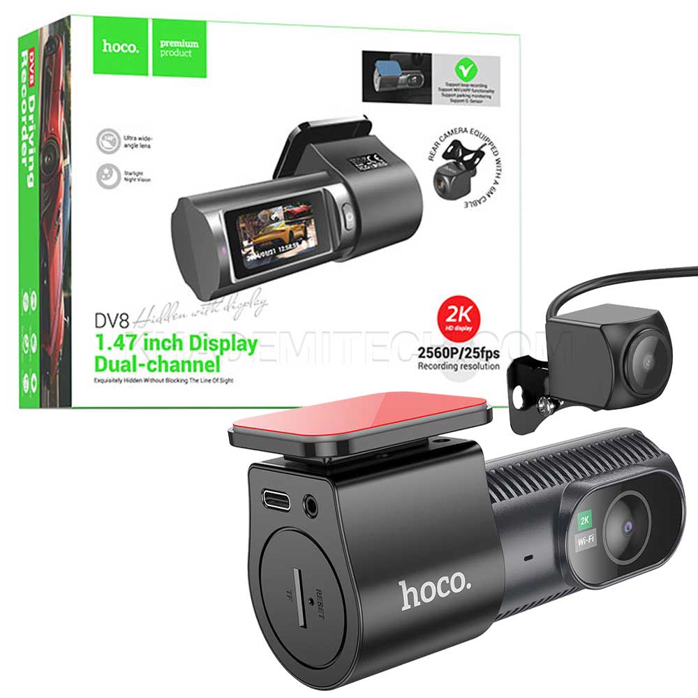 دوربین ثبت وقایع خودرو هوکو مدل DV8 به همراه دوربین عقب